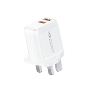 VIDVIE PLB145 2.4A Dual Port Charger with Type C Cable